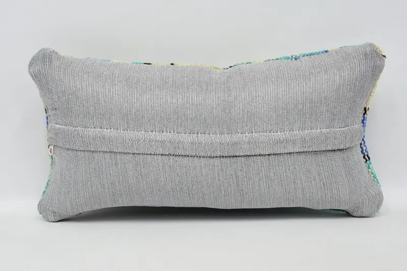 Comfy Throw Pillow Cover, 8x16 Blue Pillow Sham, Antique Pillows, Cushion Case, Throw Kilim Pillow, Turkish Kilim Pillow - 6