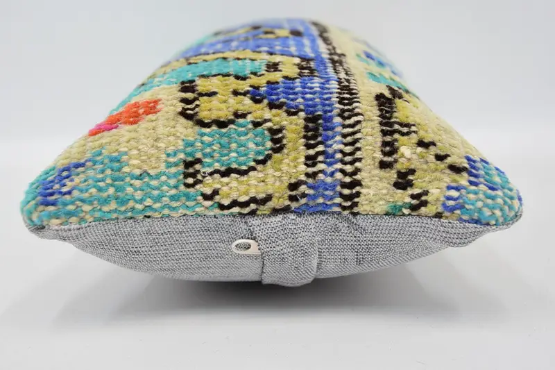 Comfy Throw Pillow Cover, 8x16 Blue Pillow Sham, Antique Pillows, Cushion Case, Throw Kilim Pillow, Turkish Kilim Pillow - 5