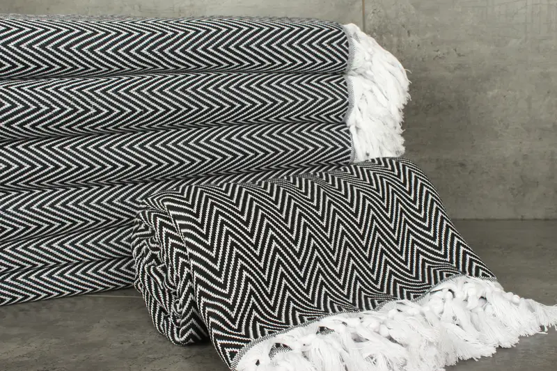 Turkish Blanket, Custom Wedding Gifts, Wedding Gift Ideas, Beach Wedding Favor, 96x80 Cotton Chevron Towel, Bachelorette Party Items, Woven Blanket - 2