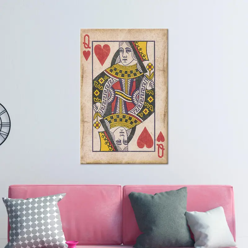 Queen of Hearts Playing Card Canvas - Elegant Wall Art