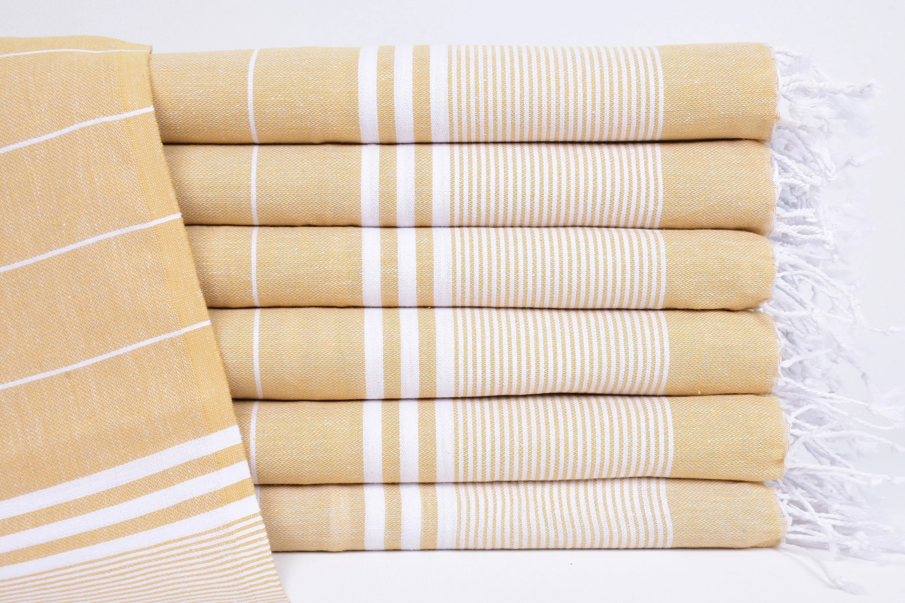Valentines Gift Mustard Striped Hand Towel, Kitchen Towel, 40x24 Inches - 1