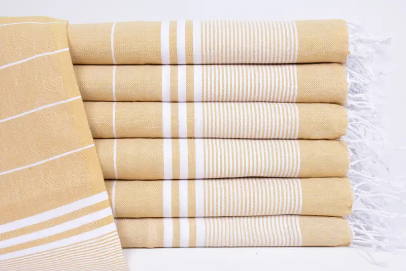 Valentines Gift Mustard Striped Hand Towel, Kitchen Towel, 40x24 Inches