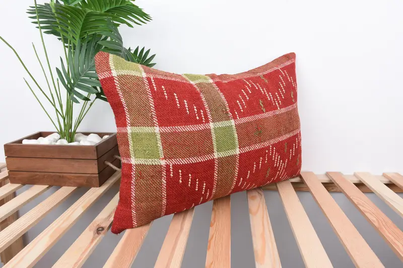 Cushion Cover, 16x24 Red Cushion Case, Tribal Cushion Cover, Throw Kilim Pillow, Boho Pillow, Gift Pillow, Handmade Rug Seat Pillow Case - 4