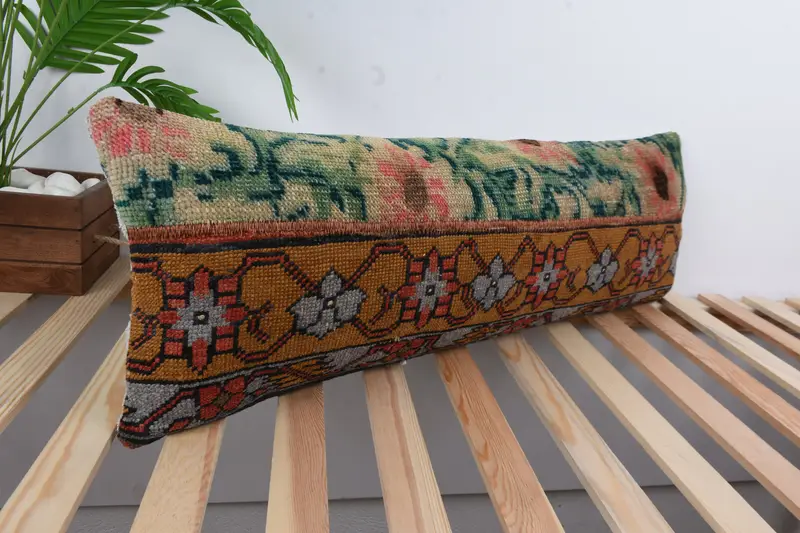Kilim Pillow Cover, Cushion, Handmade Kilim Cushion, Vintage Pillow, Vintage Kilim Pillow Pillow Sham, Farmhouse Cushion, 12x36 Red Pillow - 4