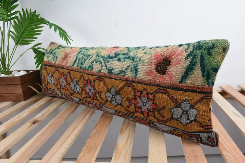 Kilim Pillow Cover, Cushion, Handmade Kilim Cushion, Vintage Pillow, Vintage Kilim Pillow Pillow Sham, Farmhouse Cushion, 12x36 Red Pillow - 5