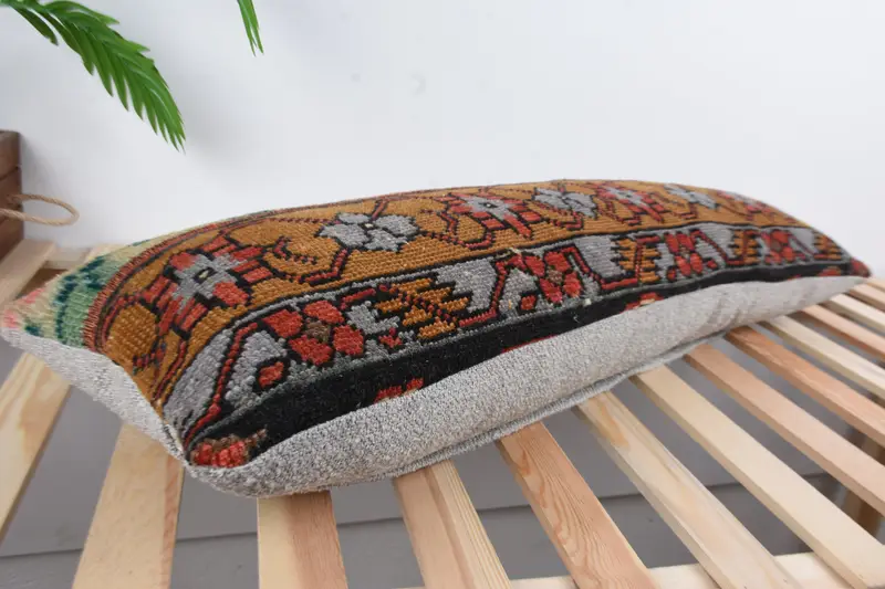 Kilim Pillow Cover, Cushion, Handmade Kilim Cushion, Vintage Pillow, Vintage Kilim Pillow Pillow Sham, Farmhouse Cushion, 12x36 Red Pillow - 6