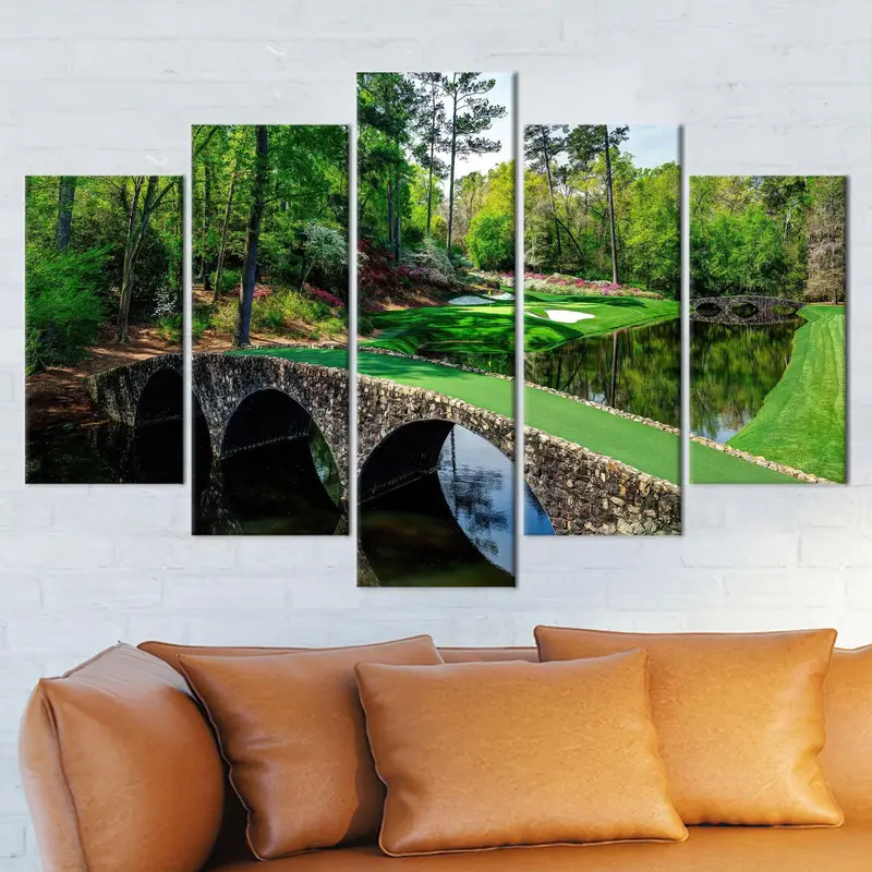 Nature Landscape, Golf Canvas Art, Green Art Decor, Tree Decor Print, River Landscape, Golfing Course, Golf Club Art, Modern Canvas Art - 8