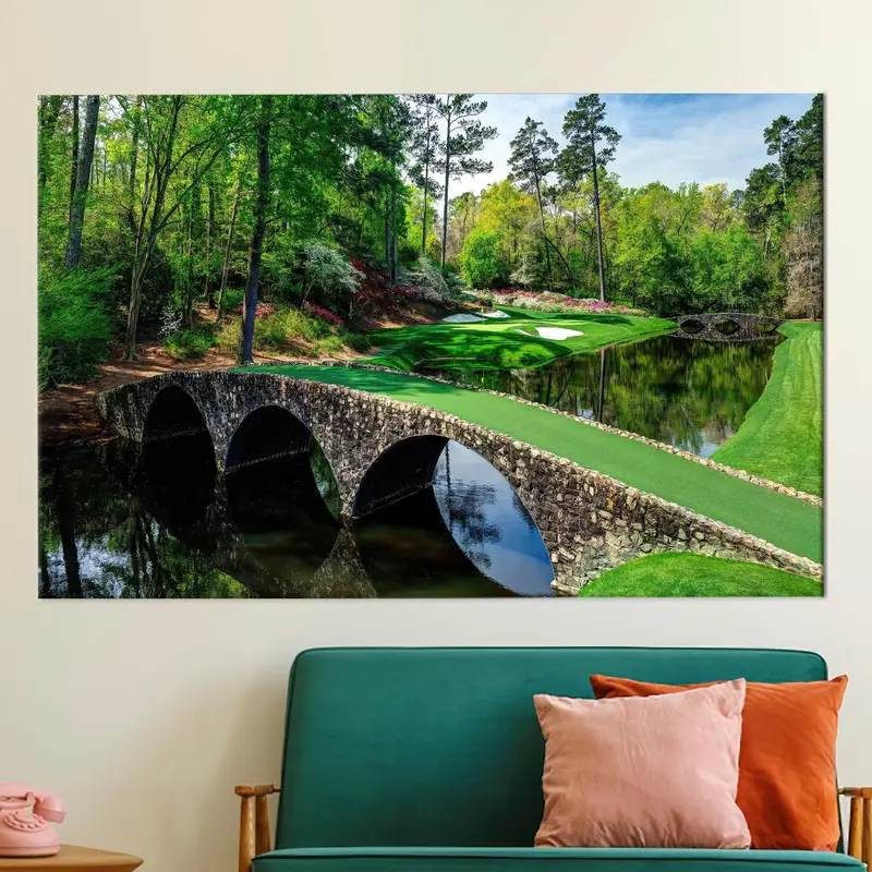 Nature Landscape, Golf Canvas Art, Green Art Decor, Tree Decor Print, River Landscape, Golfing Course, Golf Club Art, Modern Canvas Art - 5