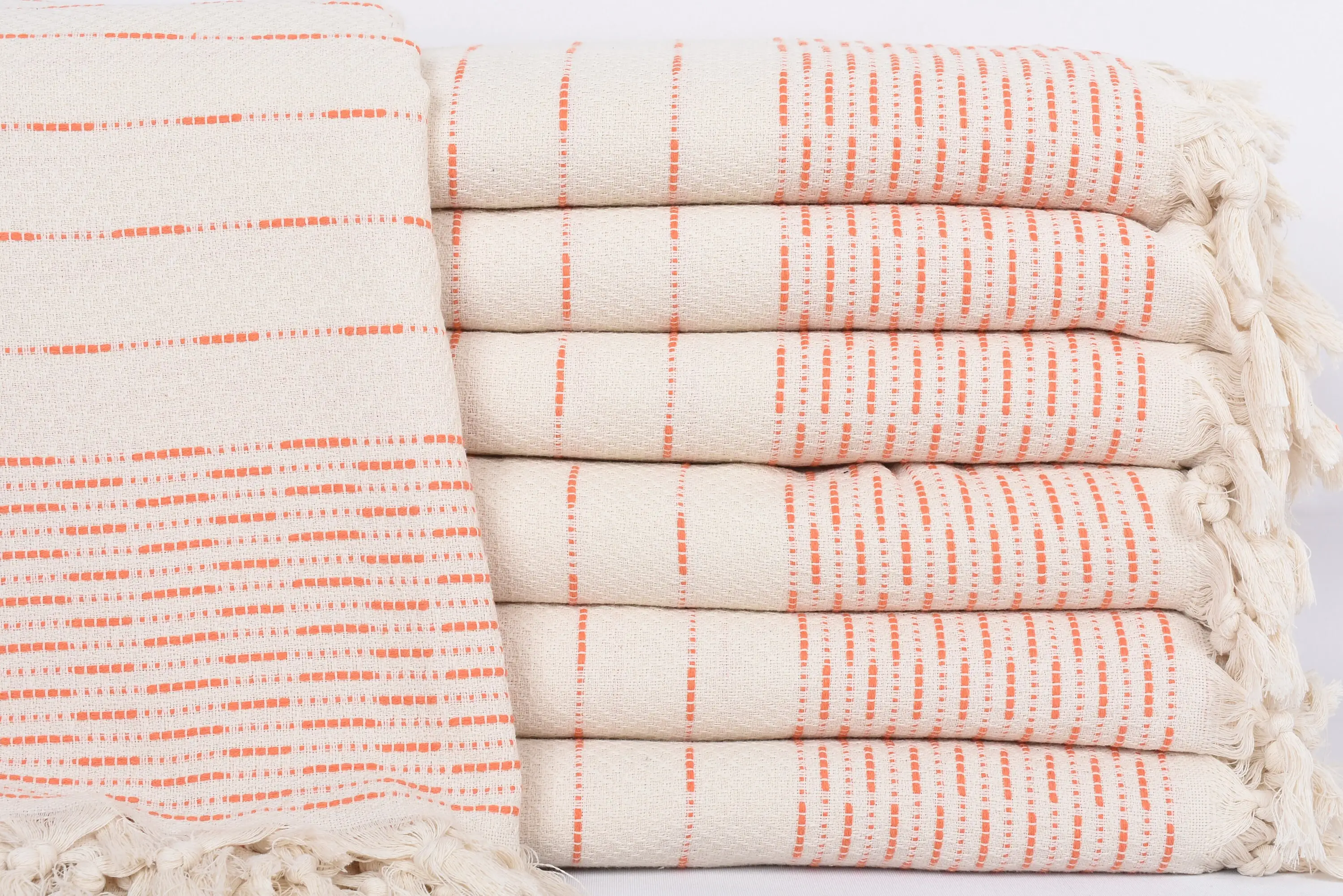 Personalized Turkish Blanket Orange Striped Design, 97x91 Inches - 1