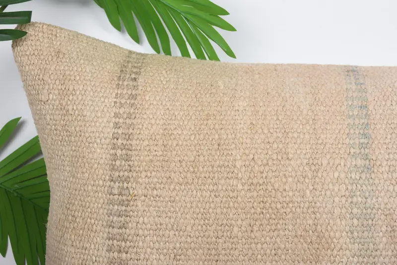 Boho Pillow, Boho Pillow Sham Cover, Kilim Cushion Sham, 16x24 Beige Pillow, Floor Pillow Cover, Cushion Case, Aesthetic Pillow Cover - 2