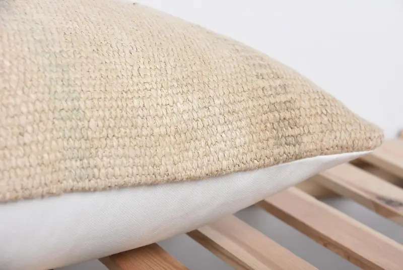 Boho Pillow, Boho Pillow Sham Cover, Kilim Cushion Sham, 16x24 Beige Pillow, Floor Pillow Cover, Cushion Case, Aesthetic Pillow Cover - 7