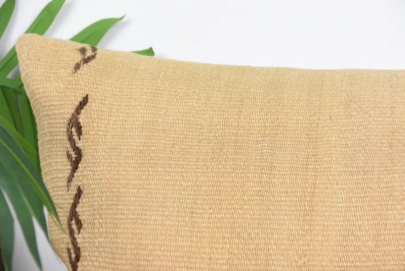 Ethnical Kilim Rug Pillow, Pillow Case, 12x36 Beige Pillow Case, Pattern Throw Pillow Cover, Handmade Kilim Cushion, Turkish Pillow, Neutral Cushion - 2