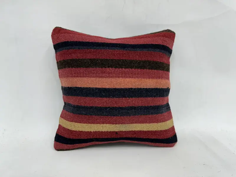 Turkish Kilim Pillow, Home Decor Pillow, 18x18 Red Pillow Cover, Nomadic Cushion, Turkish Pillow, Pillow Cover, Rustic Cushion - 1
