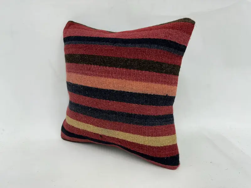 Turkish Kilim Pillow, Home Decor Pillow, 18x18 Red Pillow Cover, Nomadic Cushion, Turkish Pillow, Pillow Cover, Rustic Cushion - 4