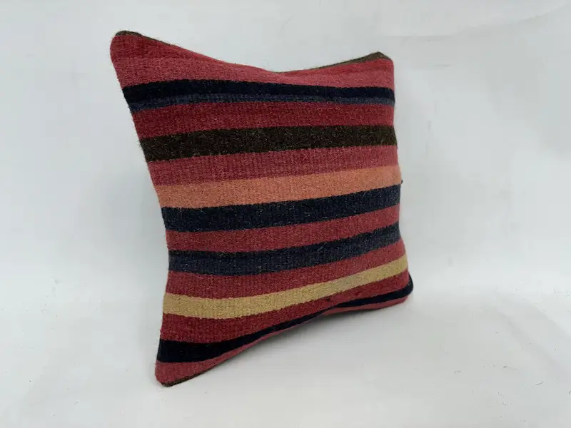 Turkish Kilim Pillow, Home Decor Pillow, 18x18 Red Pillow Cover, Nomadic Cushion, Turkish Pillow, Pillow Cover, Rustic Cushion - 3