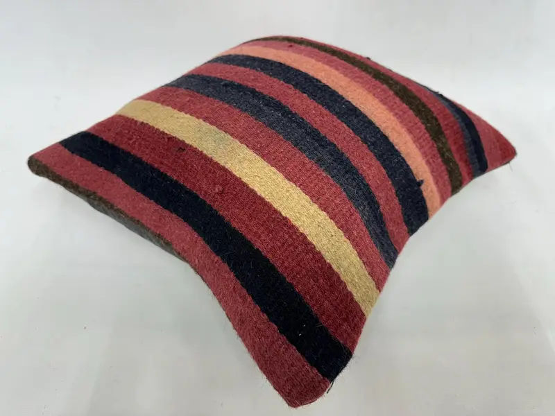 Turkish Kilim Pillow, Home Decor Pillow, 18x18 Red Pillow Cover, Nomadic Cushion, Turkish Pillow, Pillow Cover, Rustic Cushion - 6