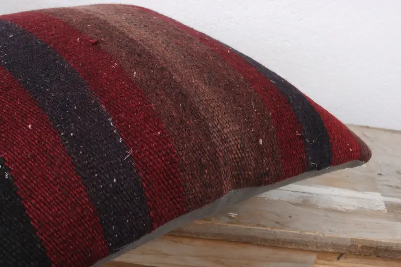 Handmade Kilim Cushion, Cushion Cover, Meditation Pillow Sham, Boho Pillow, 16x16 Red Pillow Sham, Ottoman Pillow Cover, Ethnical Kilim Rug Pillow - 6