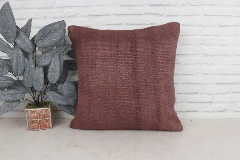 Vintage Pillow, 22x22 Brown Pillow Case, Antique Pillows, Boho Chic Pillow, Pillow Case, Outdoor Bolster Pillow Case, Vintage Kilim Pillow - 1