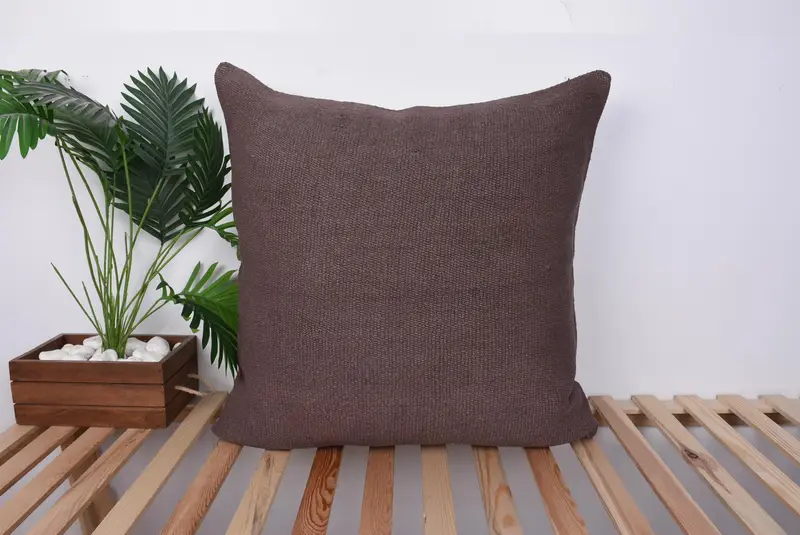 Cushion Case, Pillow for Couch, Pillow for Sofa, Ethnical Kilim Rug Pillow, Neutral Cushion, Handmade Cushion Case, 28x28 Brown Cushion - 1