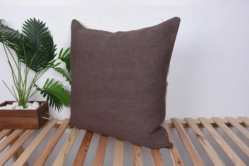 Cushion Case, Pillow for Couch, Pillow for Sofa, Ethnical Kilim Rug Pillow, Neutral Cushion, Handmade Cushion Case, 28x28 Brown Cushion - 5