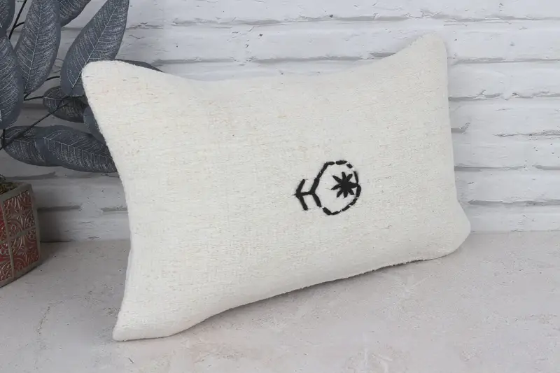 Boho Pillow Sham Cover, Armchair Pillow, Cushion Case, Interior Designer Pillow, Kilim Pillow Cover, Tribal Cushion, 12x20 White Pillow Sham - 3