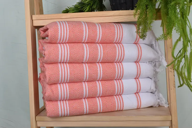 Bridesmaid Gifts Coral Cotton Tea Towel Handmade 18x40 inches