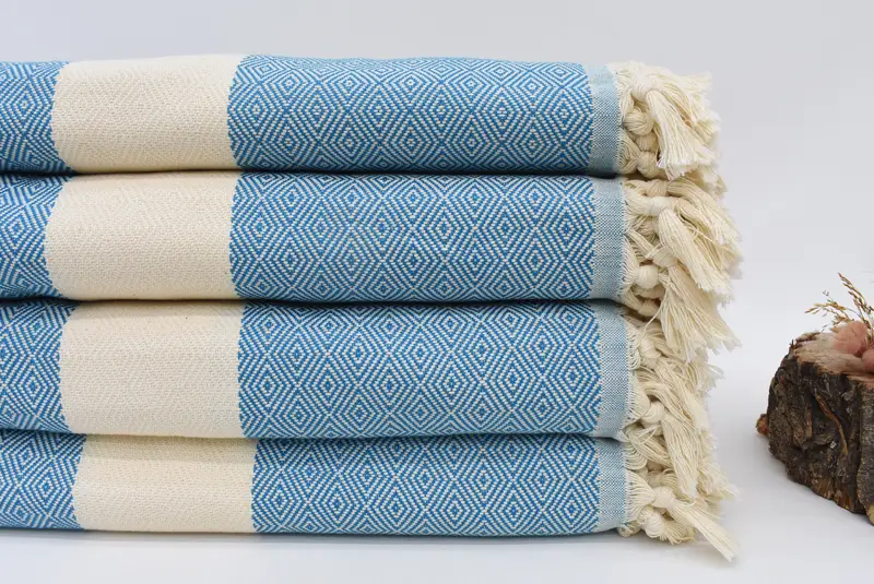 Turkish Blanket, Woven Blanket, Bridesmaid Gifts, Organic Throw, Wedding Gift Ideas, 92x80 Cotton Diamond Towel, Turkish Tablecloth, Shower Curtain - 2