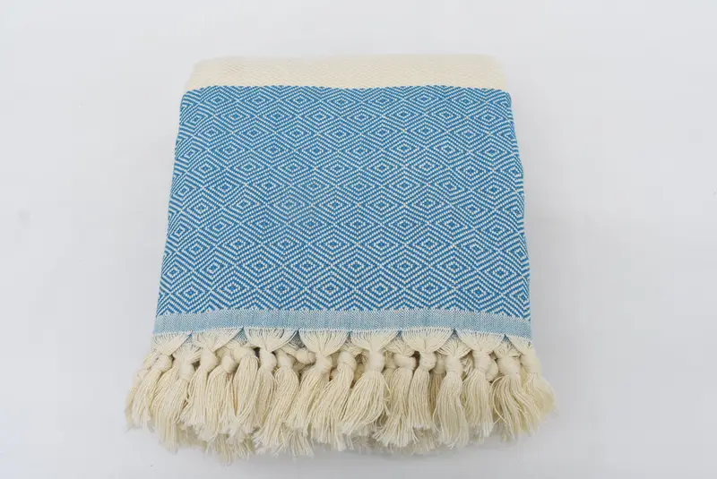 Turkish Blanket, Woven Blanket, Bridesmaid Gifts, Organic Throw, Wedding Gift Ideas, 92x80 Cotton Diamond Towel, Turkish Tablecloth, Shower Curtain - 5