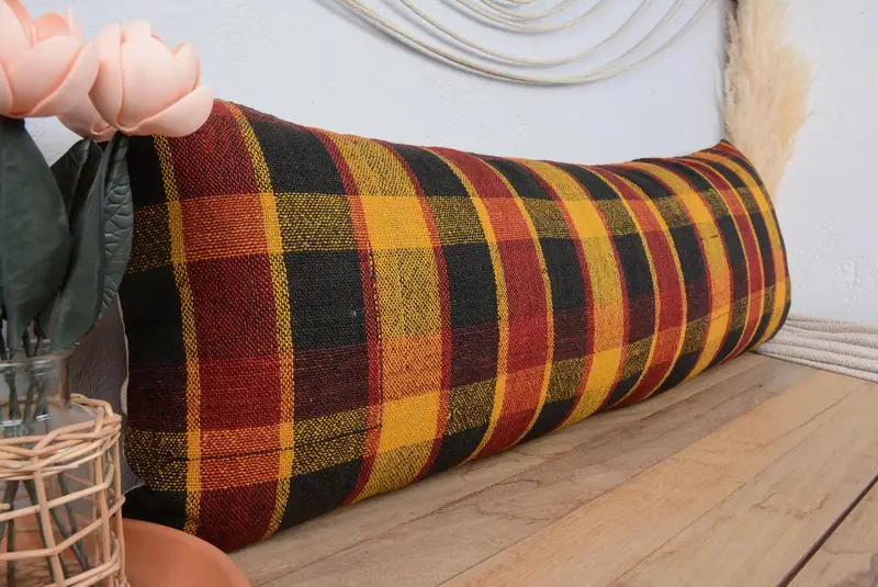 16x48 Red Cushion Cover, Pillow for Couch, Handmade Kilim Cushion, Vintage Kilim Pillow Cushion, Pillow Case, Boho Pillow, Ottoman Pillow Case - 1