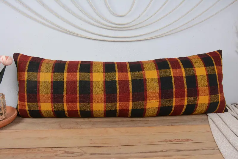 16x48 Red Cushion Cover, Pillow for Couch, Handmade Kilim Cushion, Vintage Kilim Pillow Cushion, Pillow Case, Boho Pillow, Ottoman Pillow Case - 2