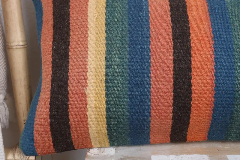 Traditional Cushion, Boho Pillow Sham Cover, Cushion Cover, 12x43 Blue Pillow Case, Antique Pillows, Handwoven Cushion Case, Gift Pillow - 3
