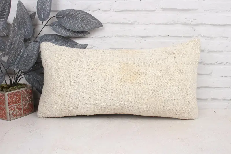 Cushion Case, Home Decor Pillow, Vintage Pillow, Nautical Throw Cushion Cover, 12x24 White Cushion Cover, Vintage Kilim Throw Pillow - 1