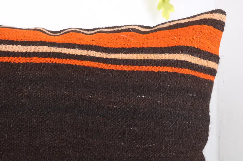 28x28 Brown Pillow Sham, Handmade Kilim Cushion, Interior Designer Pillow, Kilim Pillow, Pillow Sham, Handmade Rug Seat Pillow - 5