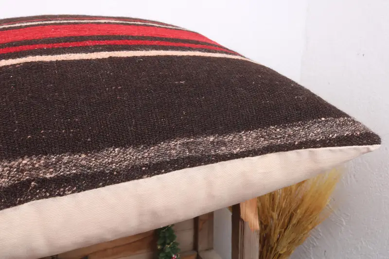 28x28 Brown Pillow Sham, Handmade Kilim Cushion, Interior Designer Pillow, Kilim Pillow, Pillow Sham, Handmade Rug Seat Pillow - 6