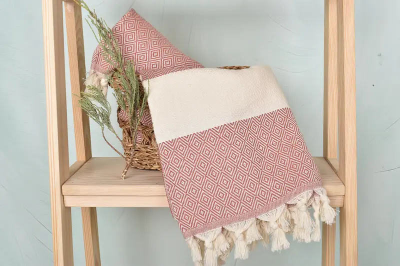 Sand-resistant Turkish towel for the beach, Organic Turkish towel, 70x40 Cotton Diamond Towel, Lightweight Turkish towel, Bridal Gifts, Bath towel - 4