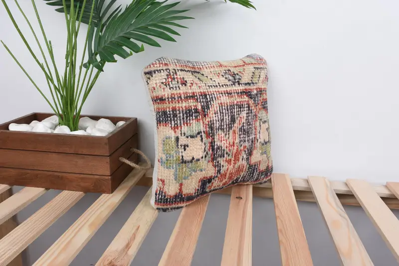 Art Deco Cushion Case, Cushion, Vintage Pillow, Pillow for Sofa, Throw Kilim Pillow, Outdoor Patio Pillow Case, 12x12 Black Pillow Sham - 4