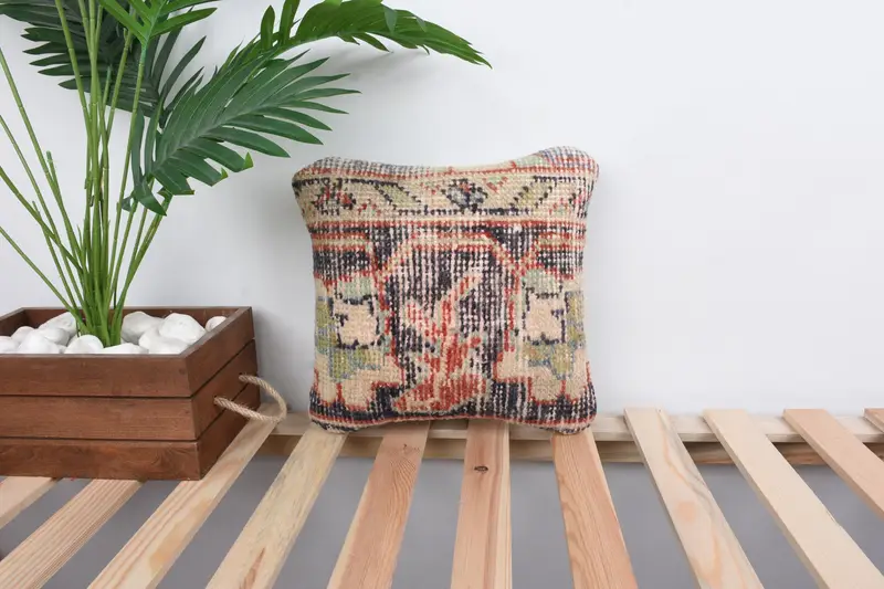 Art Deco Cushion Case, Cushion, Vintage Pillow, Pillow for Sofa, Throw Kilim Pillow, Outdoor Patio Pillow Case, 12x12 Black Pillow Sham - 1
