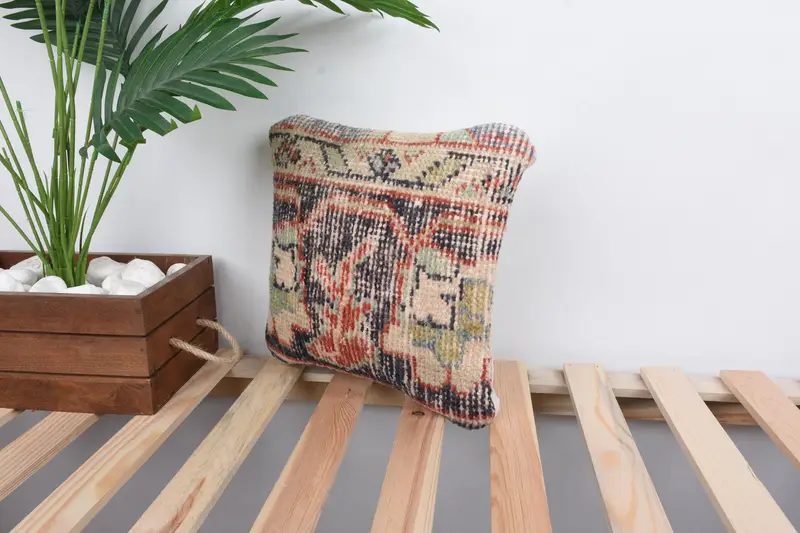 Art Deco Cushion Case, Cushion, Vintage Pillow, Pillow for Sofa, Throw Kilim Pillow, Outdoor Patio Pillow Case, 12x12 Black Pillow Sham - 5