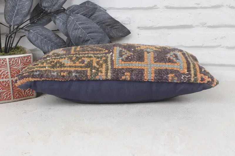 Meditation Pillow Sham, 8x16 Blue Pillow, Kilim Pillow Cover, Outdoor Cushion, Turkish Kilim Pillow, Turkish Pillow, Ikat Cushion Case, Pillow - 5
