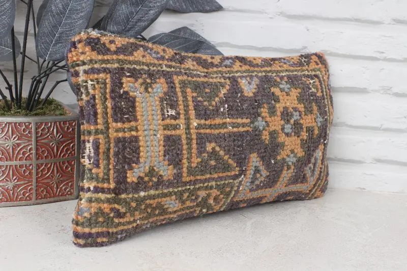 Meditation Pillow Sham, 8x16 Blue Pillow, Kilim Pillow Cover, Outdoor Cushion, Turkish Kilim Pillow, Turkish Pillow, Ikat Cushion Case, Pillow - 4