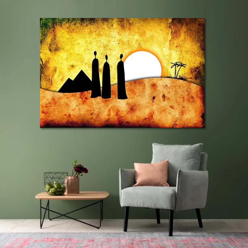 African Retro Art, African Artwork, African Painting, African Woman Art, Ethnic Retro Decor, Wall Art Canvas, African Silhouette Wall Art, - 1
