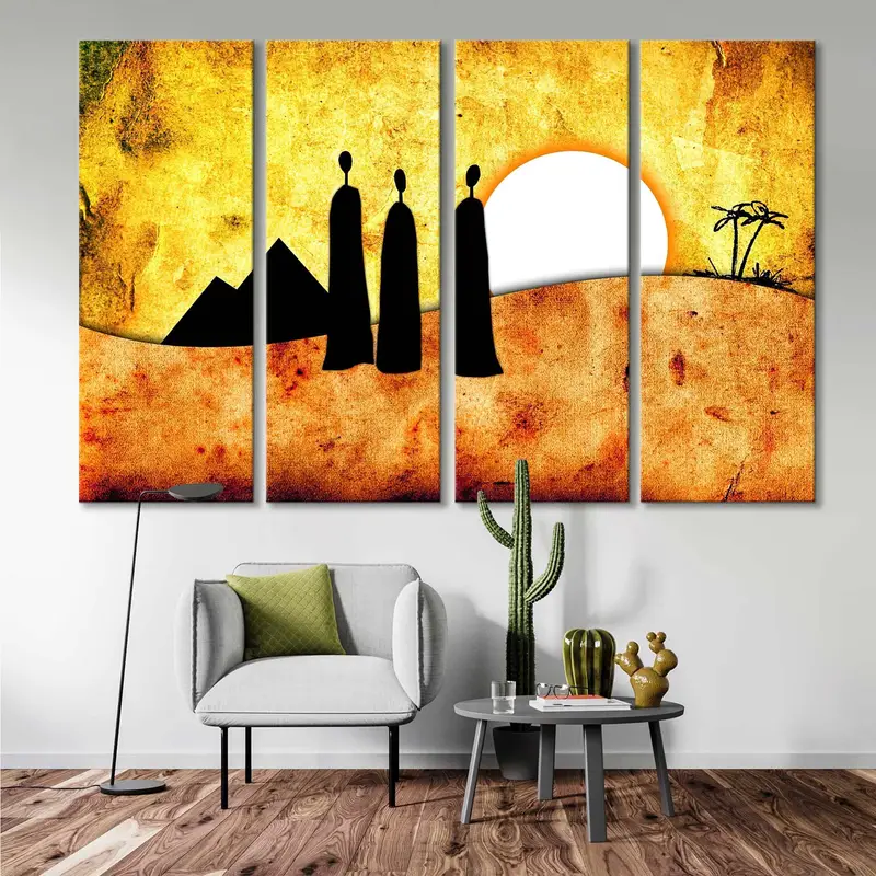 African Retro Art, African Artwork, African Painting, African Woman Art, Ethnic Retro Decor, Wall Art Canvas, African Silhouette Wall Art, - 9