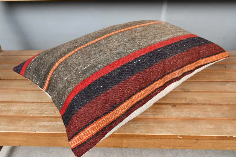 Boho Pillow Sham Cover, Bright Pillow Cover, 16x24 Gray Cushion Case, Pillow, Antique Pillows, Handmade Kilim Cushion, Wholesale Cushion Case - 2