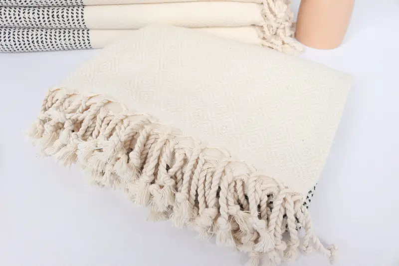 Quick-Dry Beach Towel, Embroidered Turkish Towel, Wedding Day Gift For Bride, 70x40 Cotton Diamond Towel, Turkish Towel USA, Beach towel, Yoga Towel - 5