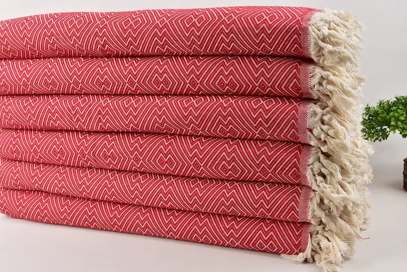 Custom Blanket, Turkish Bedspread, Gift For Her, Boho Throw Blankets, 92x80 Cotton Diamond Towel, Wedding Anniversary Gift, Decorative Blanket - 3