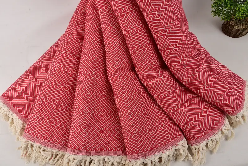 Custom Blanket, Turkish Bedspread, Gift For Her, Boho Throw Blankets, 92x80 Cotton Diamond Towel, Wedding Anniversary Gift, Decorative Blanket - 4