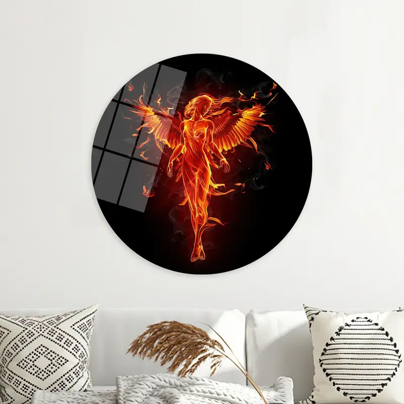 Fiery Woman Canvas: Abstract Fire Elemental Girl Art Print