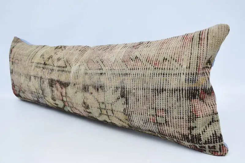 Knitted Cushion, Seat Cushion, Nomadic Pillow Sham, Kilim Pillow Cover, Pillow, Vintage Pillow, Throw Kilim Pillow, 16x48 Beige Cushion Cover - 4