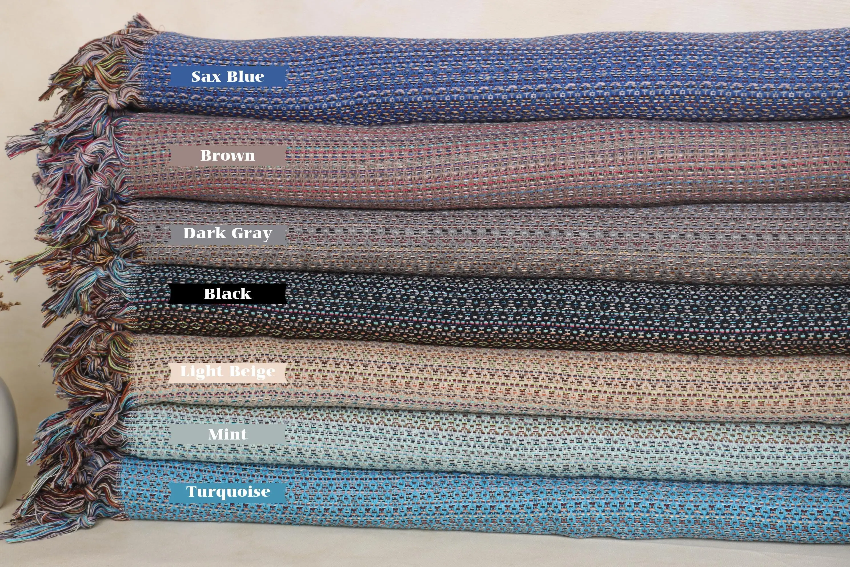 Colorful Diamond Throw Blanket Cotton Double, 87x89 Inches - 1