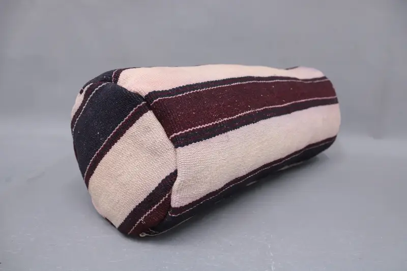 İşlemeli Dikdörtgen Yastık, Çizgili Vintage Kırlent